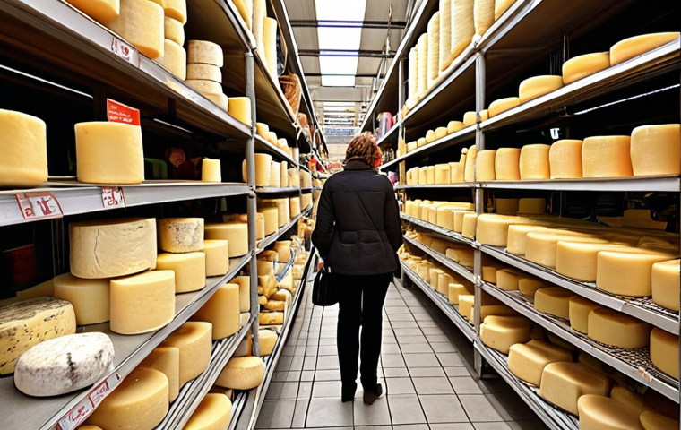 **Prompt:** A bustling marketplace in France, showcasing diverse products: artisanal cheeses, fine wines, and trendy handbags. Juxtapose this with a modern factory floor in Romania where skilled workers are carefully assembling luxury goods. The image should capture the essence of global value chains, emphasizing both the beauty of local craftsmanship and the efficiency of international production networks. Consider a slightly painterly style reminiscent of a classic travel poster.
