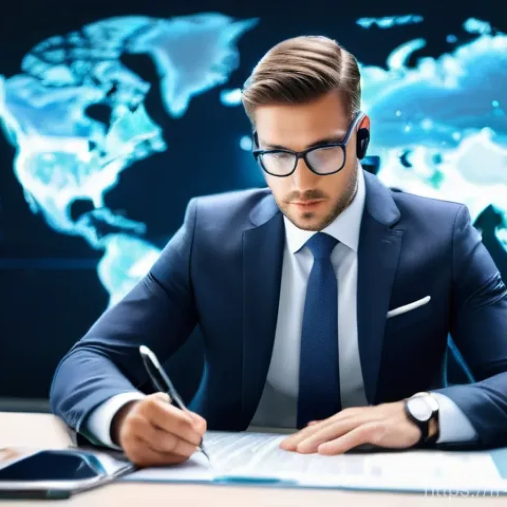 무역사고대응방법 - **Prompt 1: Strategic Global Trade Prevention**
    A highly focused entrepreneur, dressed in a shar...