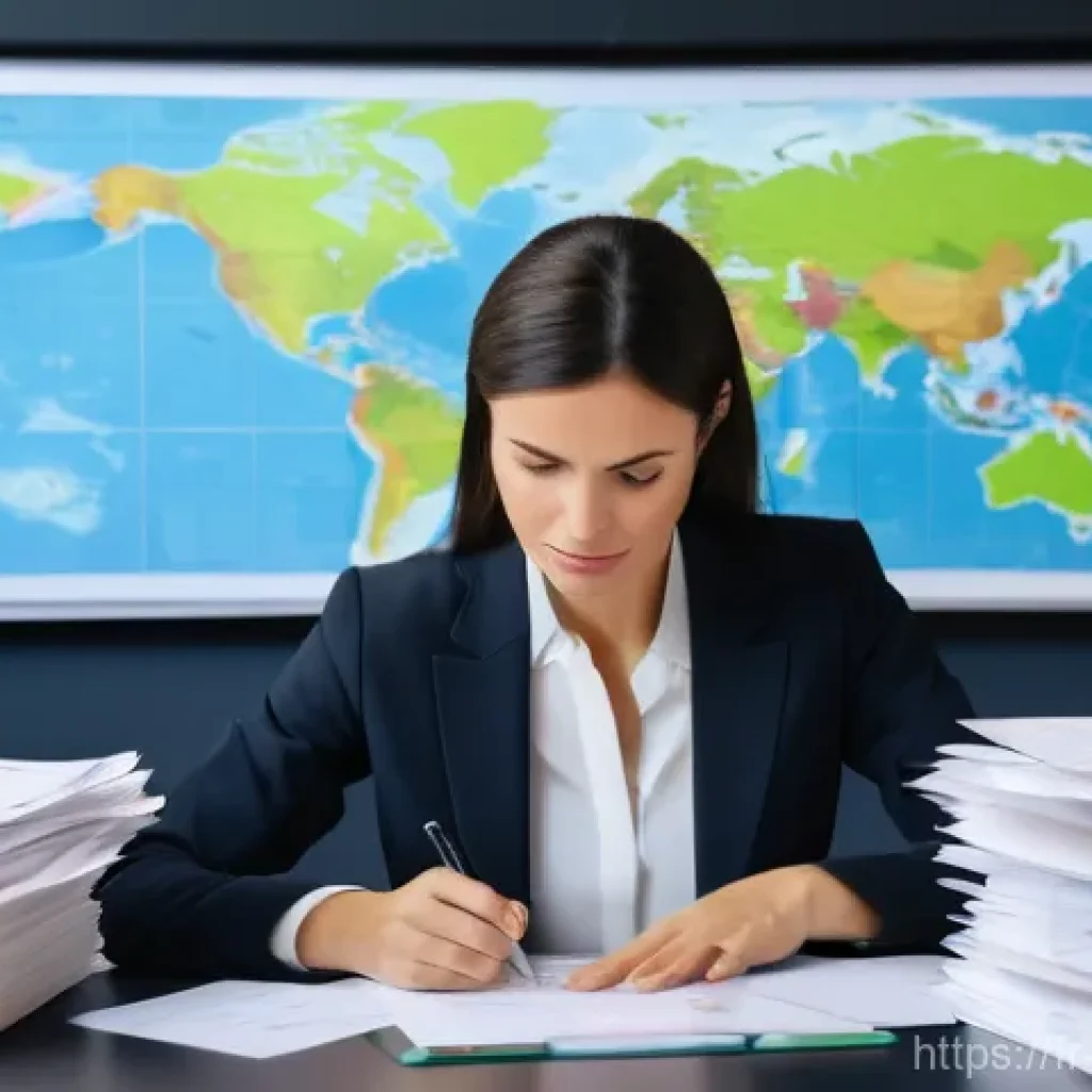 무역사무소프트웨어 - **Image Prompt: From Administrative Chaos to Digital Clarity**
A French female entrepreneur, in ...